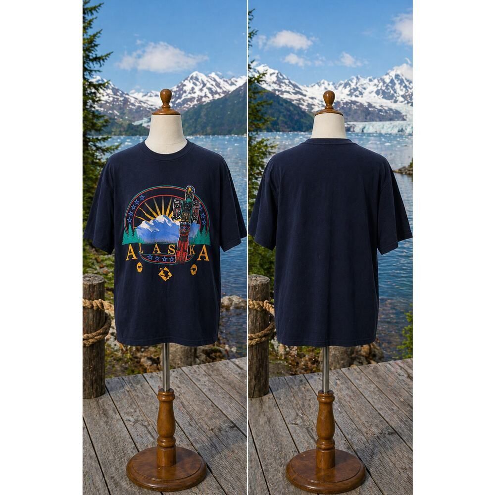 Vintage Alaska Tee XL Sherry USA Totem Graphic Nature Shirt